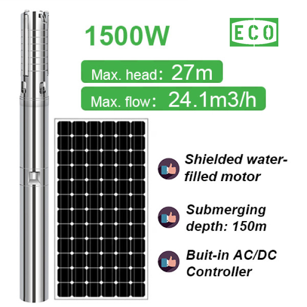 AC/DC 1500W ECOCORE SOLAR PUMP solar pump for irrigation solar submersible pump price solar deep well pump for sale