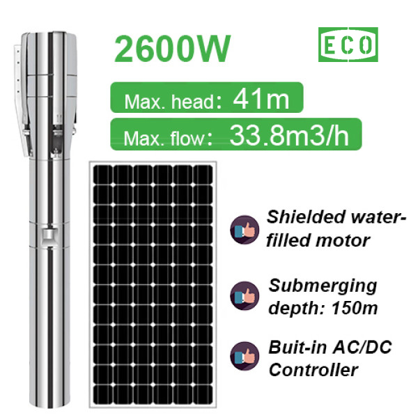 2600W AC/DC submersible pump solar pumping system solar powered submersible water pump solar well pump kits