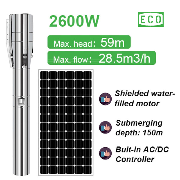 2600W AC/DC DIFFUL SOLAR PUMP solar deep well pump for irrigation solar submersible pump solar pump for well
